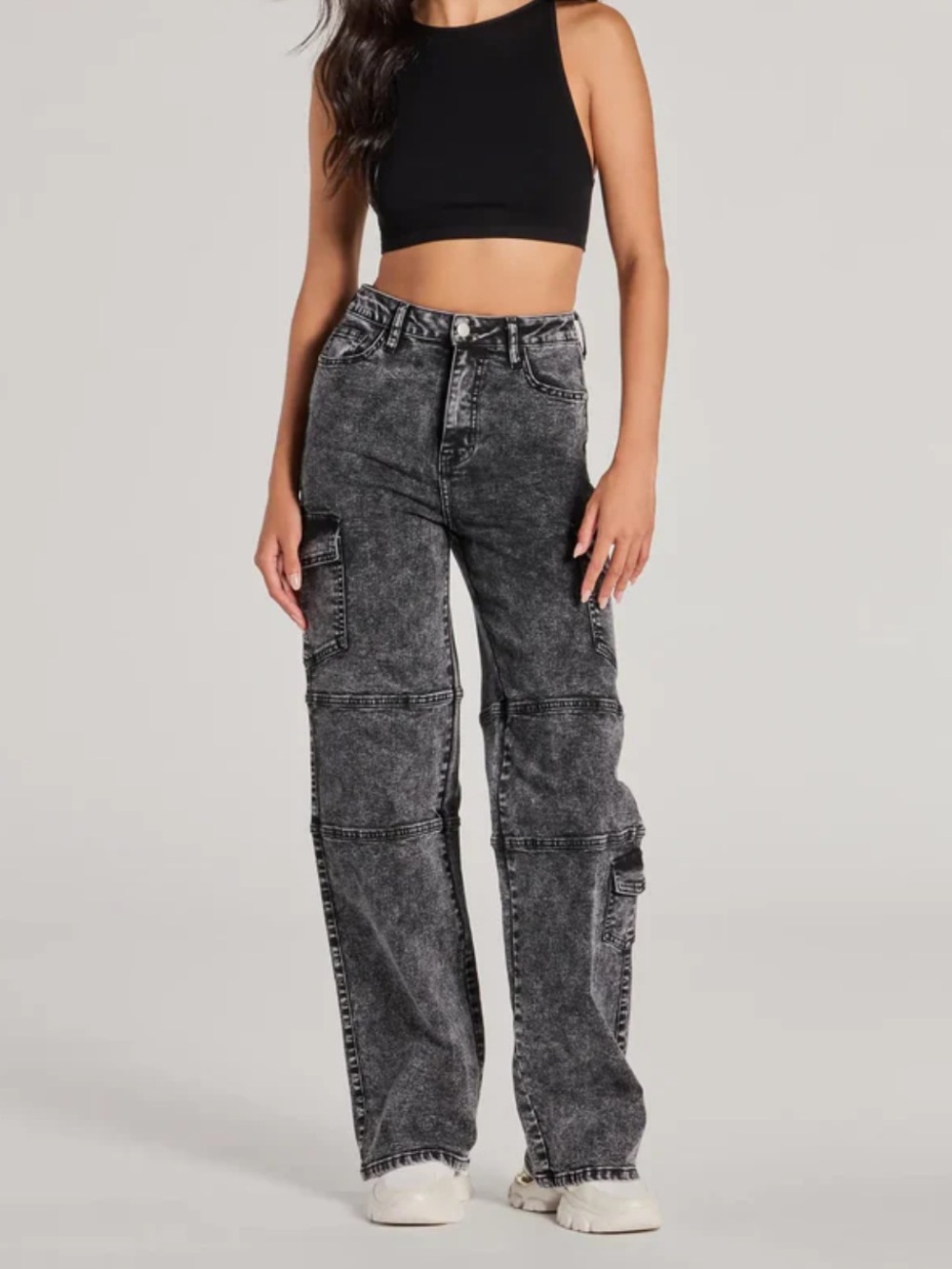 Windsor Cool Captured High Rise Black Cargo Denim Jeans NWT Size XS